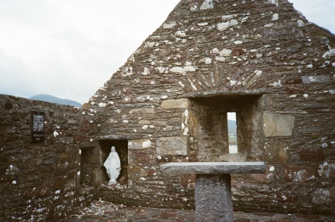 roofless church with Mary statue on Achill Island